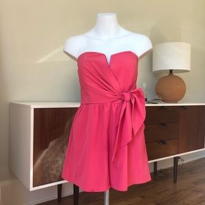 Pink strapless romper